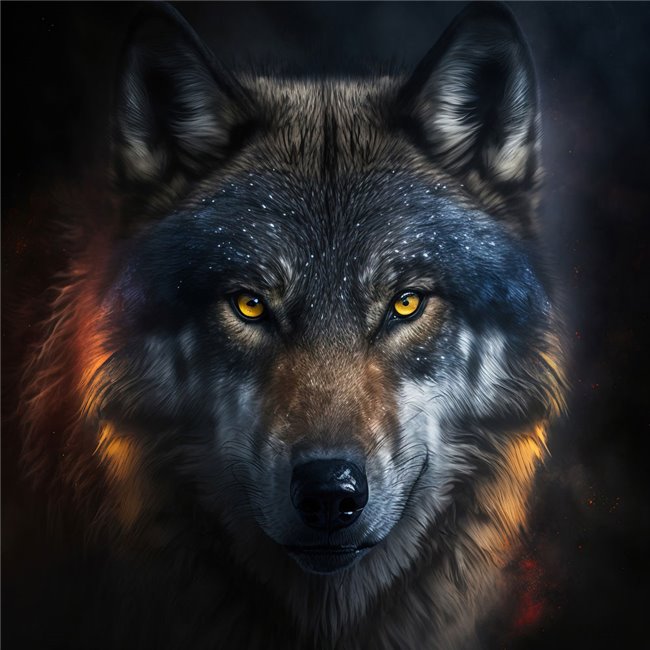 Stikla bilde Mysterious Wolf, 95x95cm