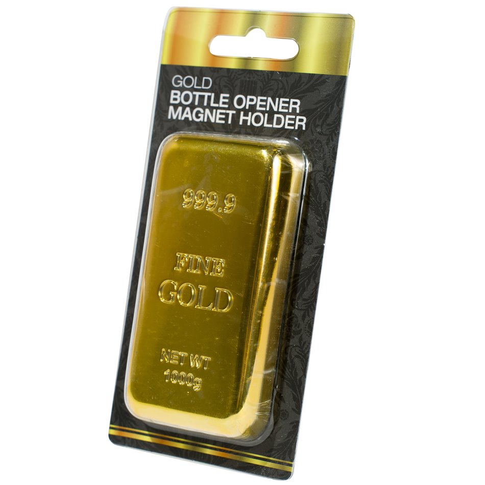 Открывашка для бутылок Gold Bar, золотой цвет, H9x5см