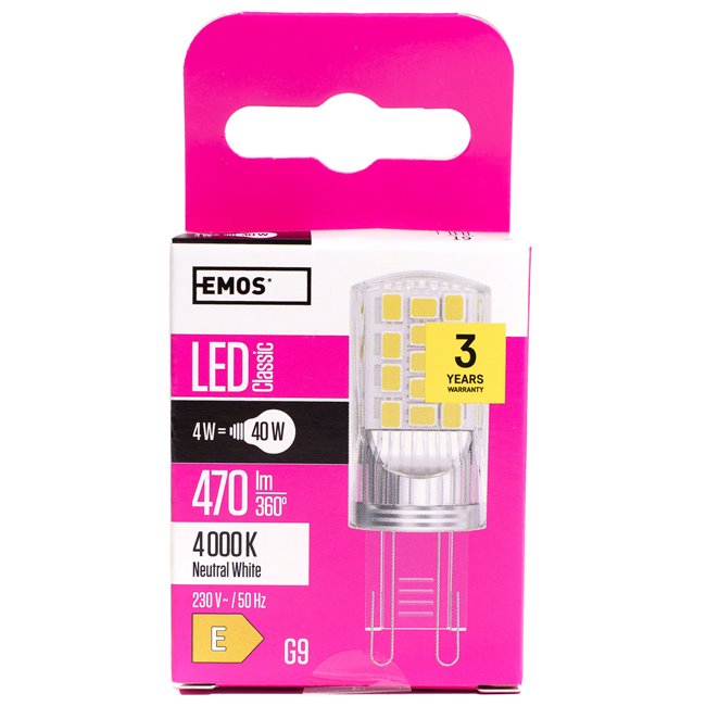 Spuldze LED CLS JC NW G9 4W, 470lm, H6x2x5cm