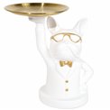 Decorative trinket tray Bulldog, white, H23x17.5x17.5cm
