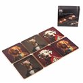 Coaster x6 Dog Animal Head, 10x10cm