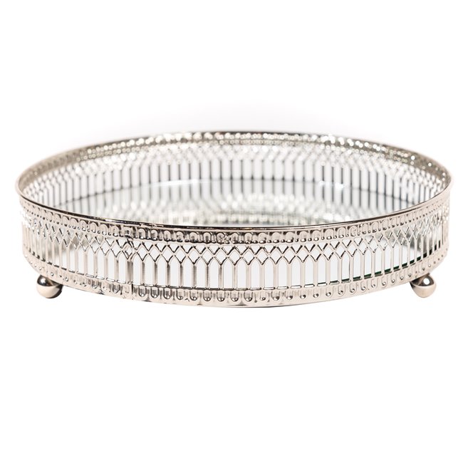 Candle plate with mirror, H4.5 D20cm