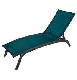 Saulošanās krēsls Labonao, zilganzaļa/grafīta krāsa, alumīnijs/tekstilīns, H84,5x64x171cm