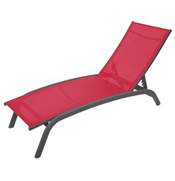 Saulošanās krēsls Labonao, granātābola krāsa, alumīnijs/tekstilīns, H84,5x64x171cm