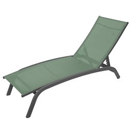 Saulošanās krēsls Labonao, olīvu/grafīta krāsa, alumīnijs/tekstilīns, H84,5x64x171cm