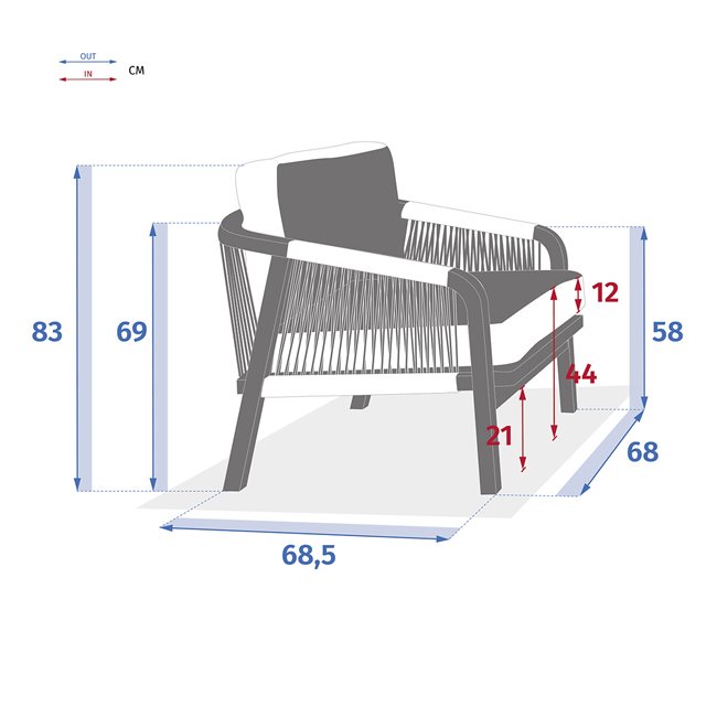 Armchair Lapapua, beige color, acacia, H79.5x68.5x69cm