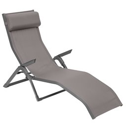 Saulošanās krēsls Ladecima, salokāms, lazdu riekstu/pralinē krāsa, H90x64x142cm