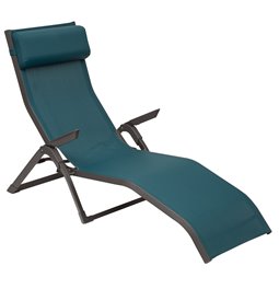 Saulošanās krēsls Ladecima, salokāms, zilganzaļa krāsa, H90x64x142cm
