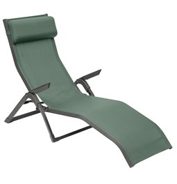 Saulošanās krēsls Ladecima, salokāms, olīvu krāsa, H90x64x142cm