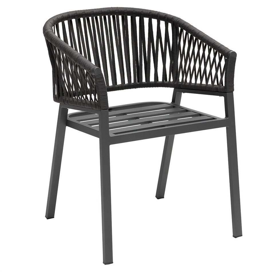 Garden chair Laoriengo, anthracite color, aluminum/polyester, H75.5x62x56cm