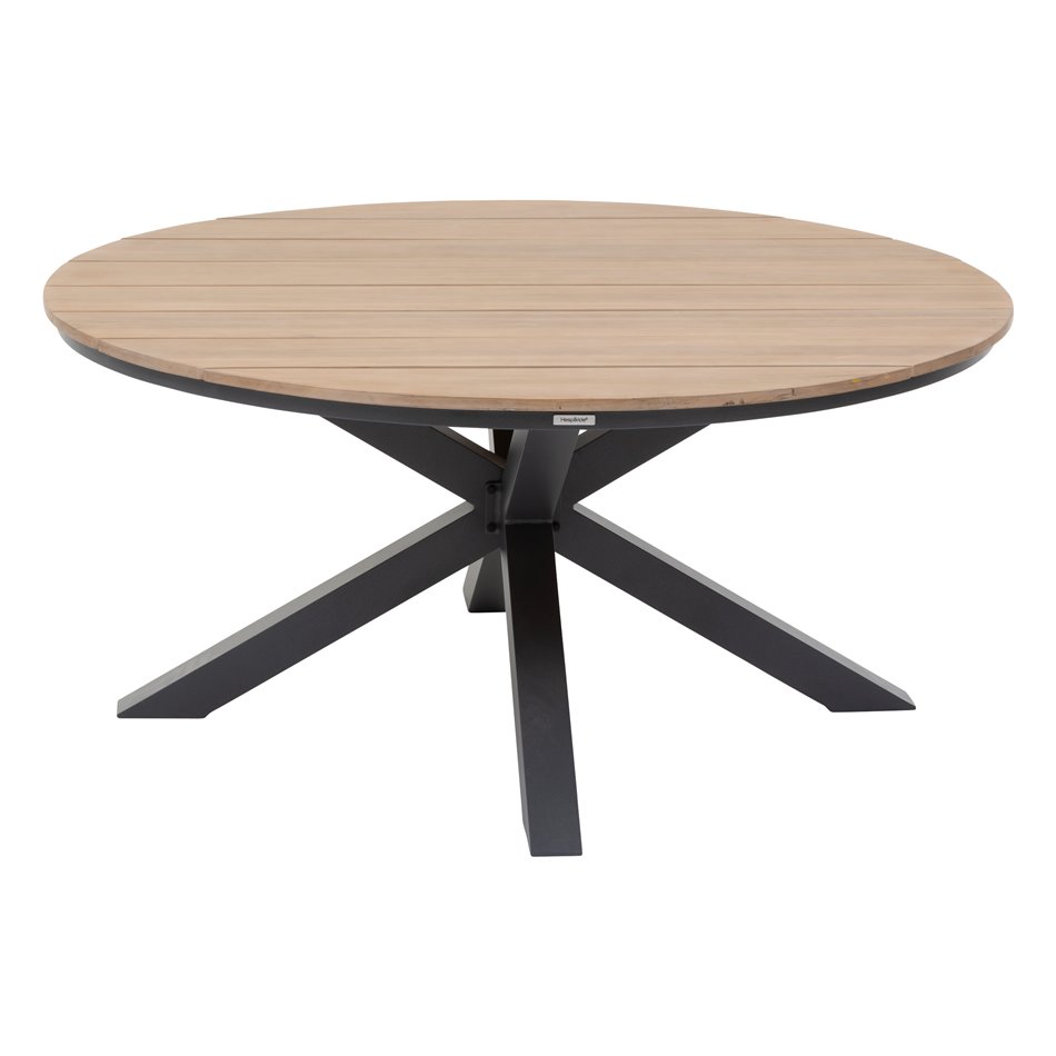 Table Laoriengo 4-seater, graphite/black color, round, aluminium/acacia, H75,5, D111,5xcm