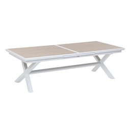 Table Laaxiome, 12-seater extendable, linen/white color, H77x113x250cm