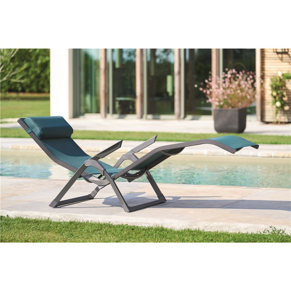 Sun lounger Ladecima, folding, teal color, H90x64x142cm