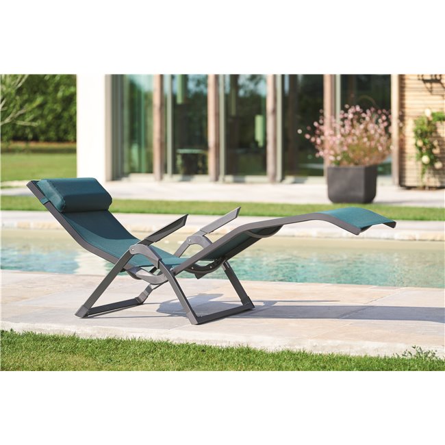 Sun lounger Ladecima, folding, teal color, H90x64x142cm