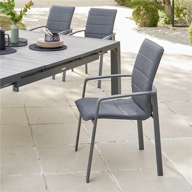 Chair Ladiese, graphite/grey color, with armrest, H95x67x57.5cm