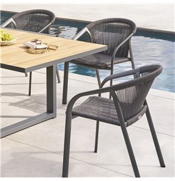 Garden chair Lariumarled graphite/grey color, aluminium/polyester, H80x61.5x56.6cm