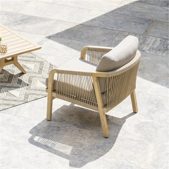 Armchair Lapapua, beige color, acacia, H79.5x68.5x69cm