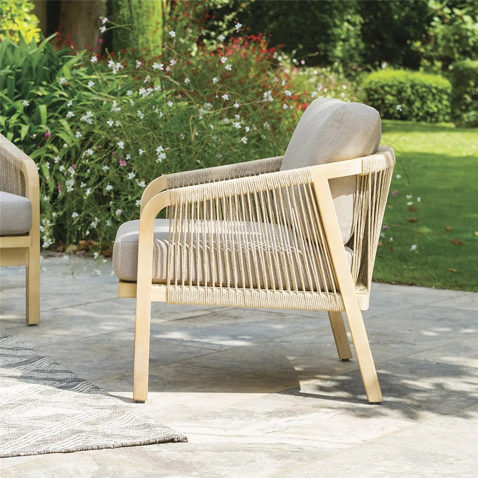 Armchair Lapapua, beige color, acacia, H79.5x68.5x69cm