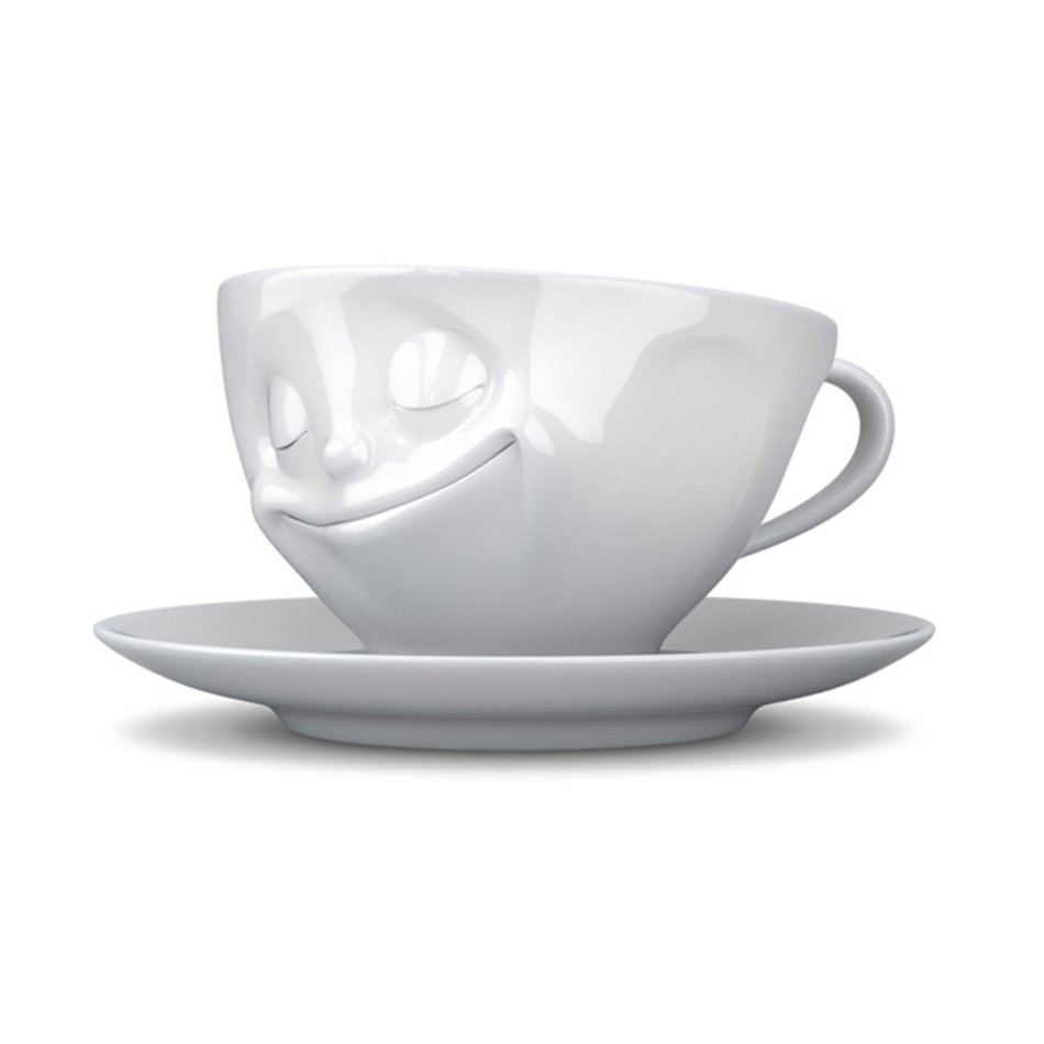 Coffe cup with saucer Happy, 200ml D11.5cm H5.5cm