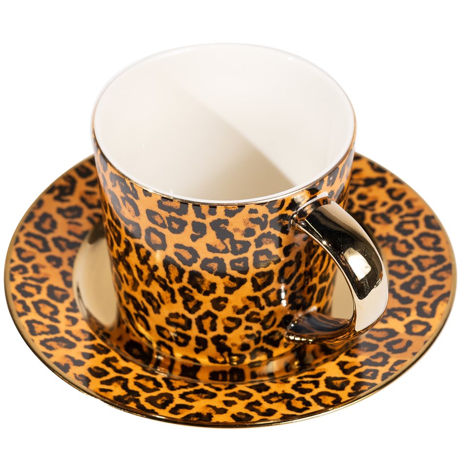 Кружка с блюдцем Leopard, 8x6.5, H7.5xD8.5, D15.3, 300ml