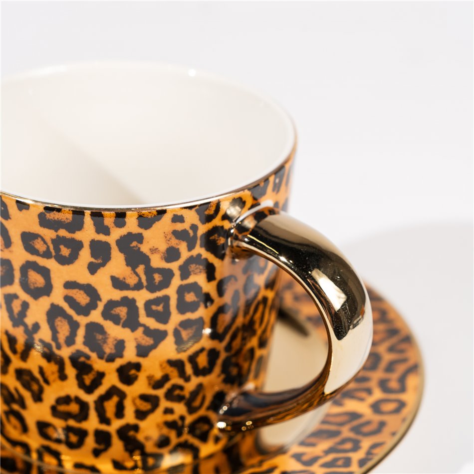Кружка с блюдцем Leopard, 8x6.5, H7.5xD8.5, D15.3, 300ml