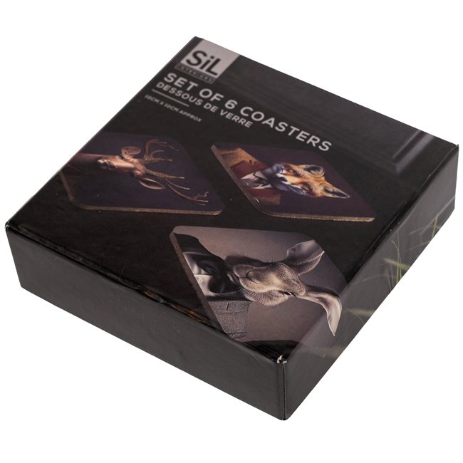 Подставки под кружки x6 Forest Animal Head, 10x10cm