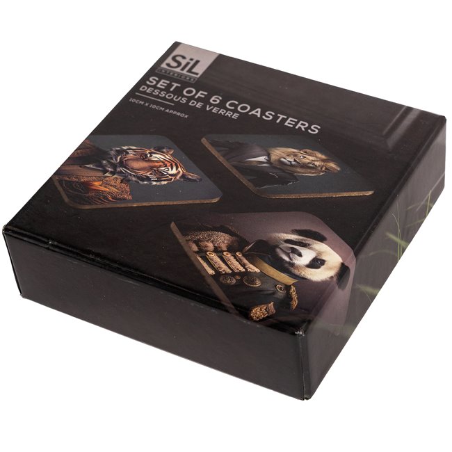 Подставки под кружки x6 Jungle Animal Head, 10x10cm