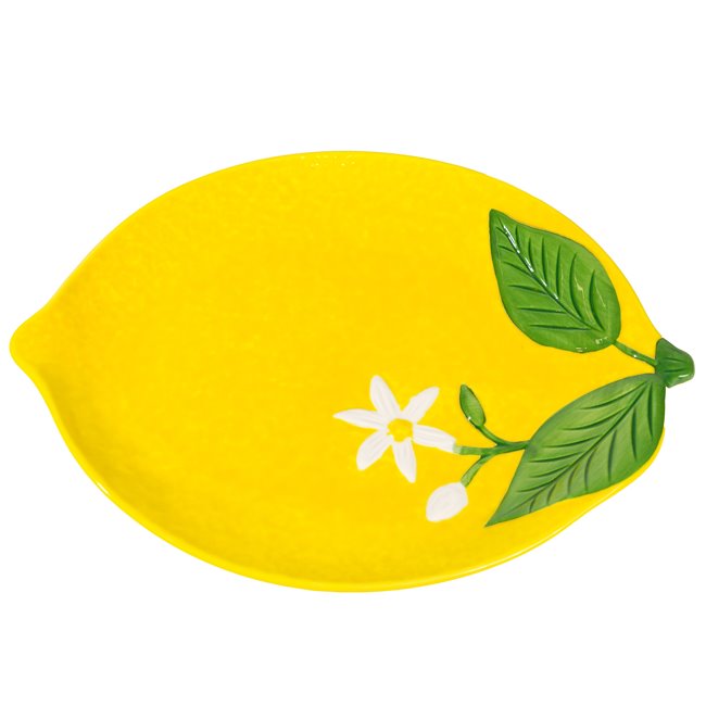 Porcelan serving platter Fleurs et citrons, 25x18.5cm