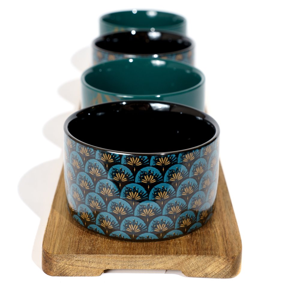 Appetizer set of 4 Jil teal/green color, H10x47x6cm
