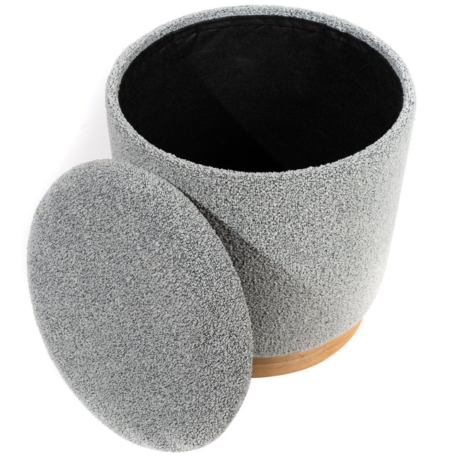 Пуф с ящиком для хранения Vildams L, серый цвет, D38,5x42см