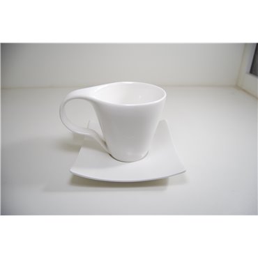 Фарфоровая чашка с блюдцем, H9.5xD9cm, 14x14cm, 300 ml