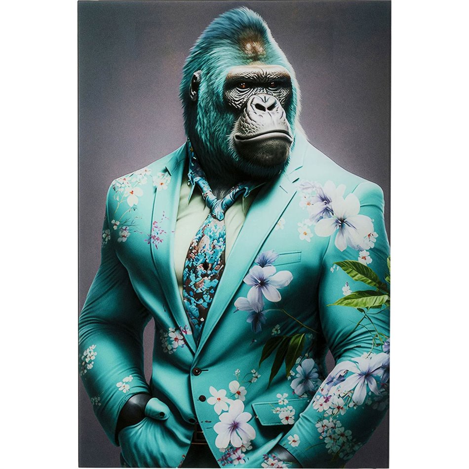 Glass picture Mister Gorilla Blue, 60x90cm