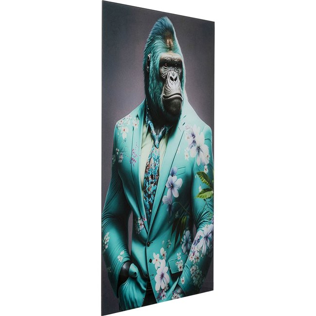 Glass picture Mister Gorilla Blue, 60x90cm