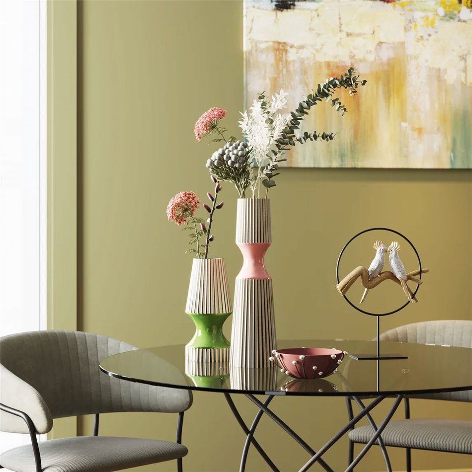 Vase Calabria, green color, H26x D13cm