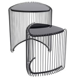Side table Wire Triangle L, black, 2/set, H50.5x47xD43.5cm