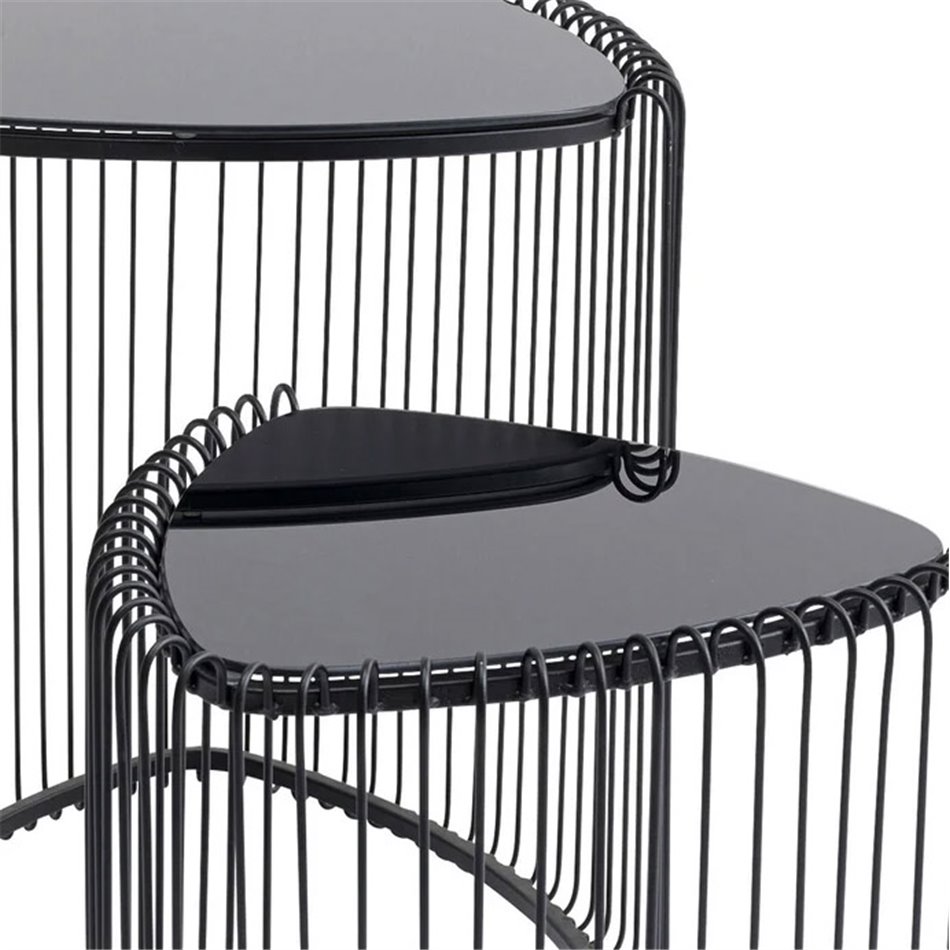 Side table Wire Triangle L, black, 2/set, H50.5x47xD43.5cm
