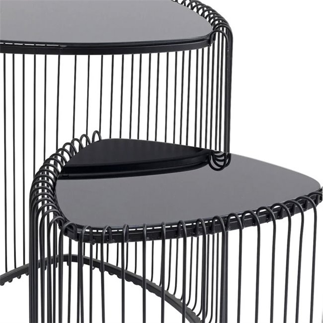 Side table Wire Triangle L, black, 2/set, H50.5x47xD43.5cm