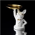 Decorative trinket tray Bulldog, white, H23x17.5x17.5cm
