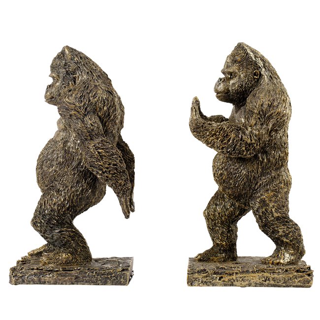 Bookend Gorilla old gold, 2 set., H24.5x13.5x12.5cm