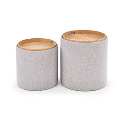 Комплект из 2-х пуфов Haviko, светло-серый, МДФ/полиэстер, D38см, H45см / D35см, H39см