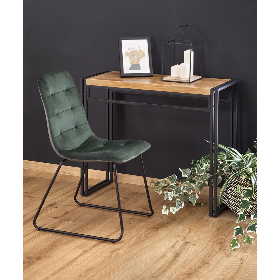 Стол-консоль Holivar, цвет дуб/черный, МДФ/сталь, H76x90x35см