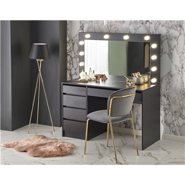 princess polly baby blue dress ELEGANT Bedroom Furniture Corner Dressing Table Makeup Desk with 3 Large  Mirrors 5 Drawers, Black Single Table main image 0