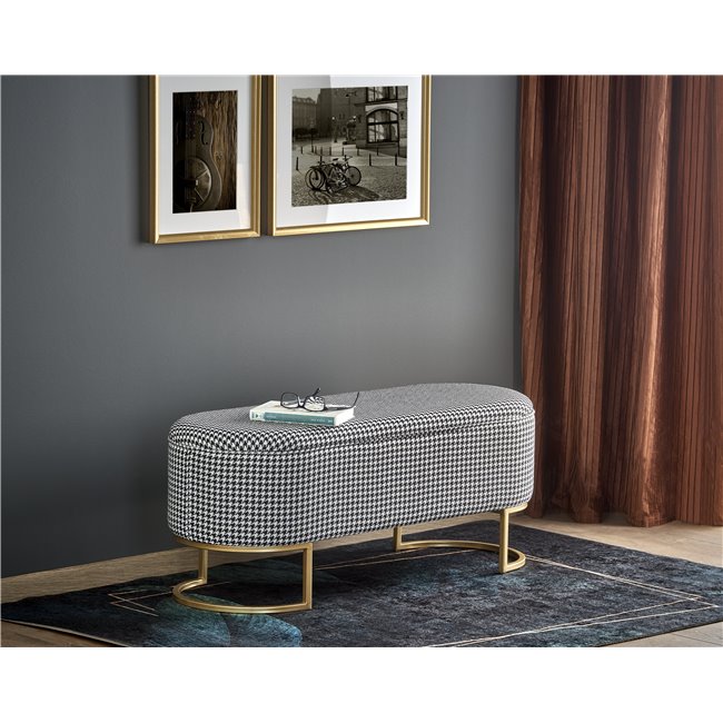 Bench with storage box Harmo, black/white/gold, H42x40x105cm