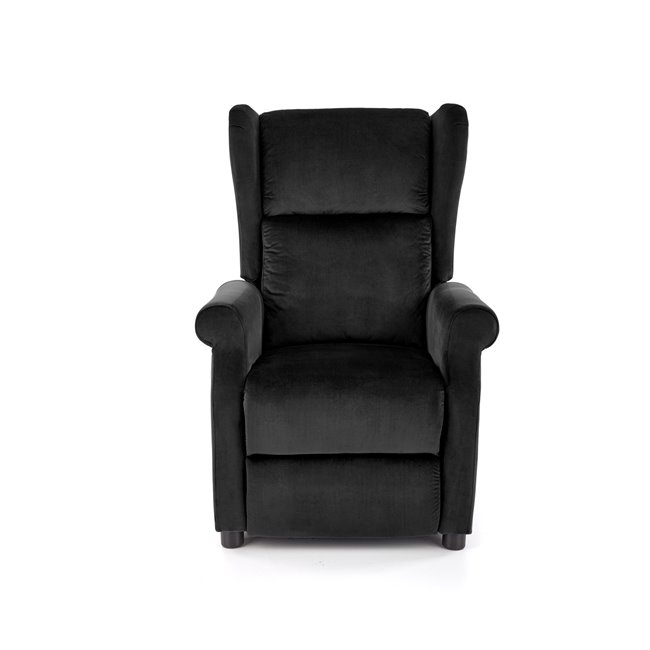 Recliner Haustin, black velvet, H107-83x75x92-160cm, seat H45cm