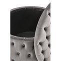 Ottoman with storage box Hunez, grey velvet, D70cm, H40cm