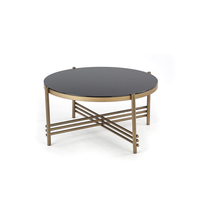 Coffee table Haismena, gold/black, glass/steel, D80cm, H41cm