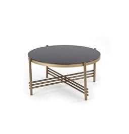 Coffee table Haismena, gold/black, glass/steel, D80cm, H41cm