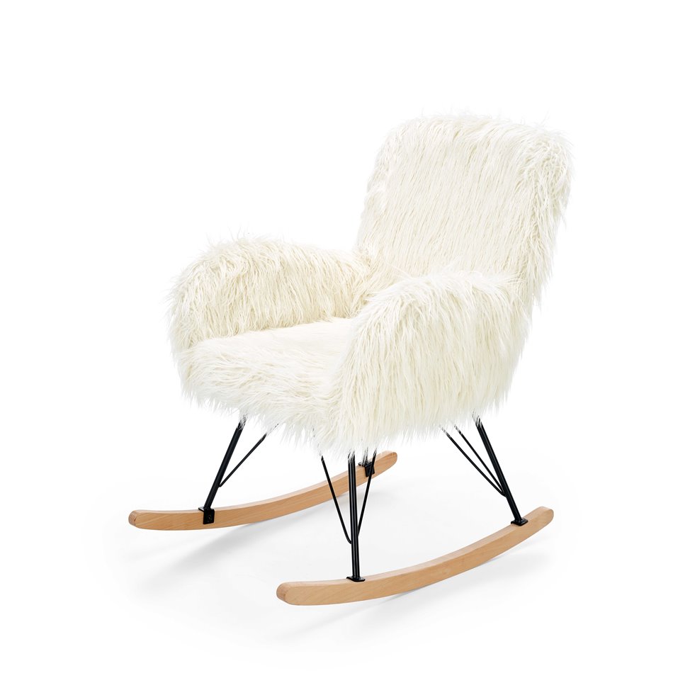 Rocking chair Haustin, cream/black/natural, H100x72x94cm, seat H50cm