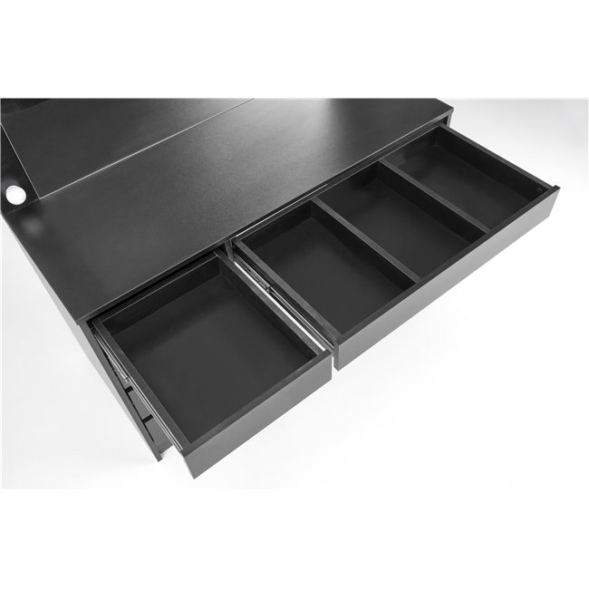 Туалетный столик с зеркалом Holwud XL, черный, МДФ/LED подсветка, H140x120x55см