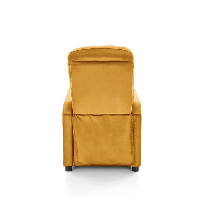 Recliner chair Helipe, mustard color velvet, H103-76x64x84-135cm, seat H48cm